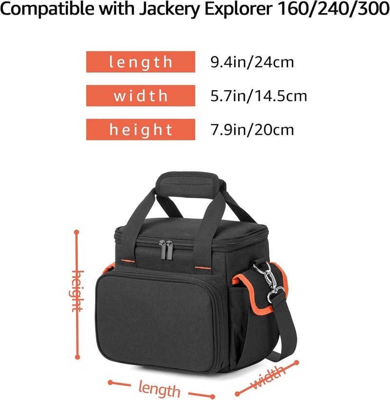 Trunab Carrying Case Compatible with Jackery Portable Power Station Explorer 160/240/300, Storage Bag with Waterproof Bottom and Front Pockets for Charging Cable and Accessories - Image 2